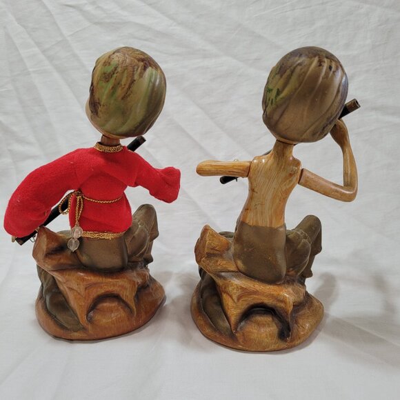Tilso Pixie Elves Musicians Vintage Figurines MCM 60s Golden Fantasy 7" Set of 2 - Picture 4 of 16
